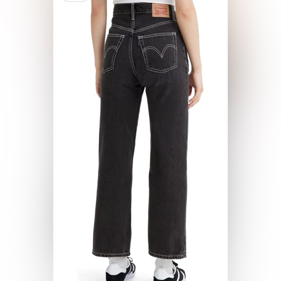 NWT Levi Black Snap Ribcage Straight Ankle Jeans - Size 24 - Picture 7 of 8